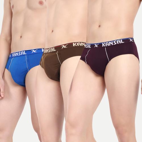 KANSAL Men's Pure Cotton Briefs - 90cm, Pack of 3