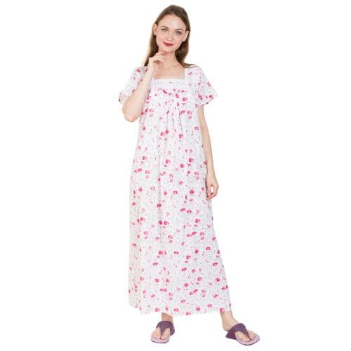 Redglo Women's Cotton Printed/Maxi/Night Wear/Stylish Nighty & Night Gown (Available Sizes XL & XXL) Red