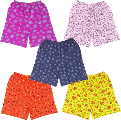 Crazyon Girls Multicolor Printed Pure Cotton Shorts (Pack Of 5) (6-7 Y)