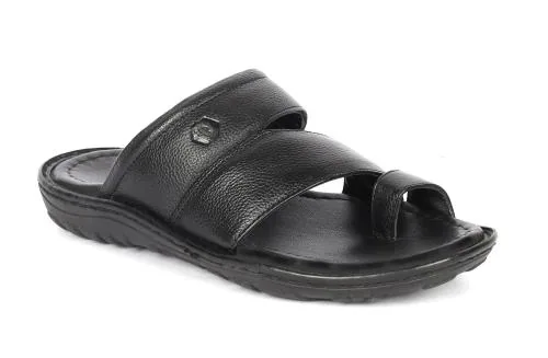 Copper Pure Leather Slippers For Men (Black)