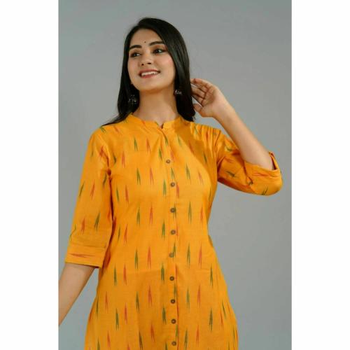 MEERA PARMAR CREATION Kurtis Unveiled: A Fusion of Fashion and Heritage (kurti-yellow-l)