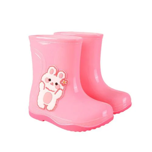 INFISPACE Boy's & Girl's Waterproof Anti-Skid Cartoon Pink Rain Boots | Safety Rainy Shoes for Kids