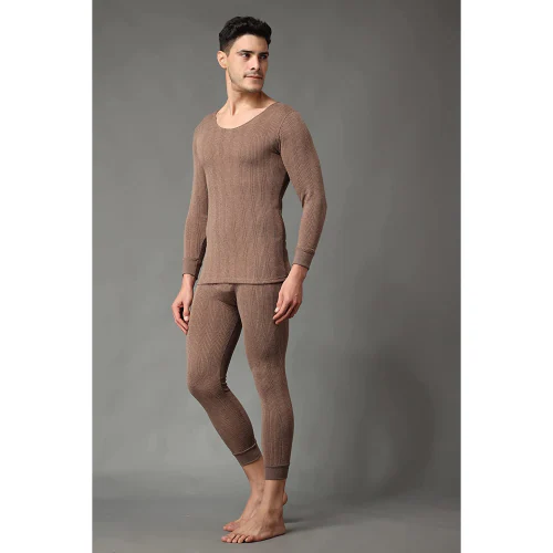 FF Winter Wear Thermal Upper Vest and Bottom Lower Warmer Combo for Men Long Johns Underwear Set Color - Brown (Size - 2XL)