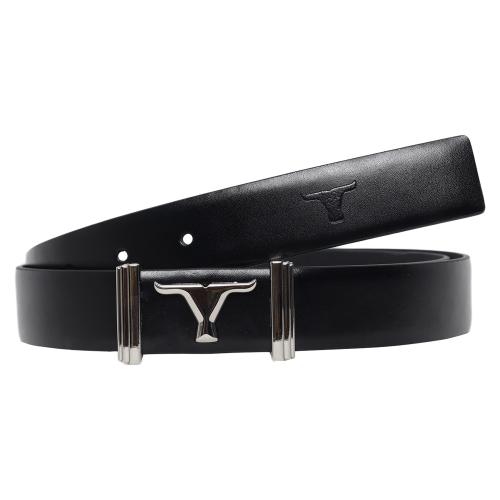 Bulchee Men's Genuine Leather Flat Buckle Belt (Black) BUL2201BM JioMart