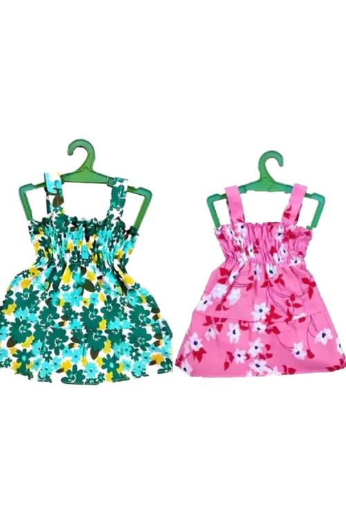 METICULOUS, Baby Girl JHABLA Frock Cotton Printed Kids Dress Combo Pack of 2