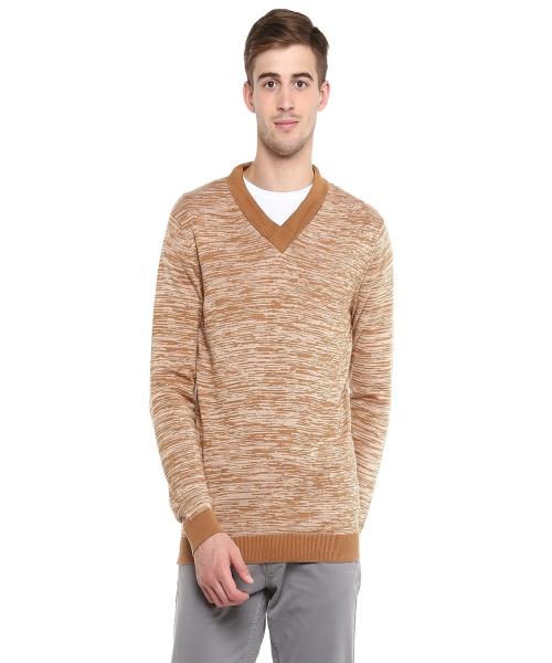 Red Chief Camel Full Sleeve Texture Regular Fit Cotton Casual Sweater for Men
