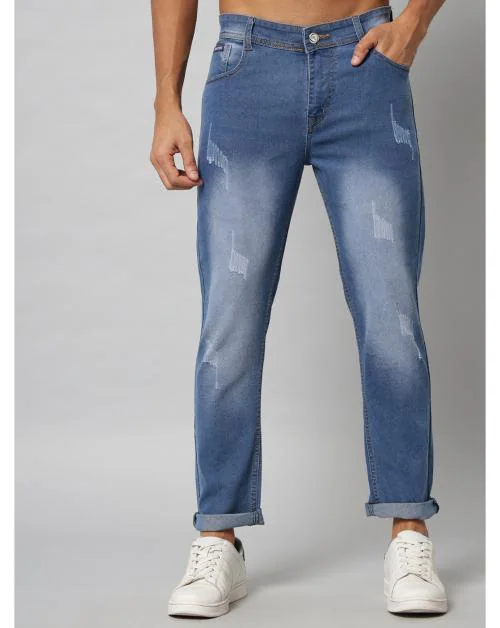 Dakwins Men's Blue Solid Denim Jeans | Western Wear Jeans | Jeans for Men