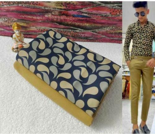 DHARMESH ENTERPRISE Men Coffee Striped Polycotton Unstitched Shirt and Trouser Material (Free Size)