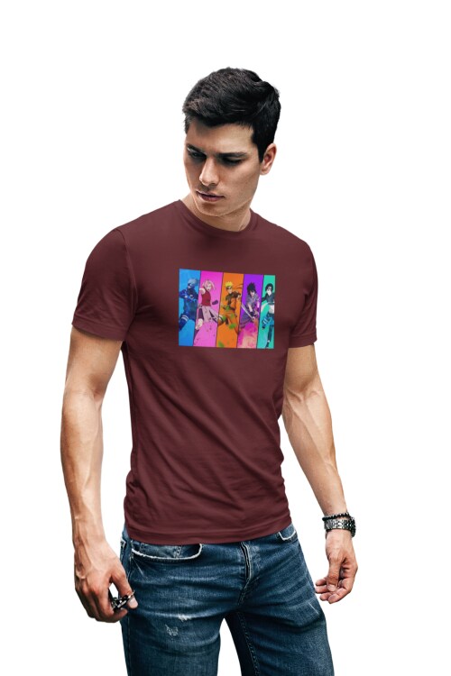 Maroon - Small Team 7 Naruto T shirt For Men TeesTheDay