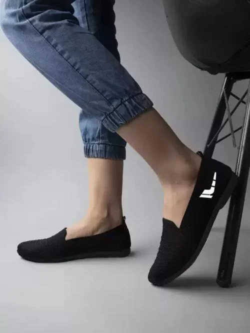 Fabbmate Most Stylish Collection of Casual Shoes for Women's Without Laces Pack of 1 Black UK 7