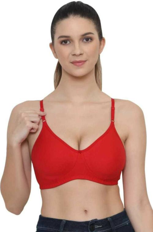 Indusia Lingeries Women Red Cotton Blend Full Coverage Non Padded Bra (40B)