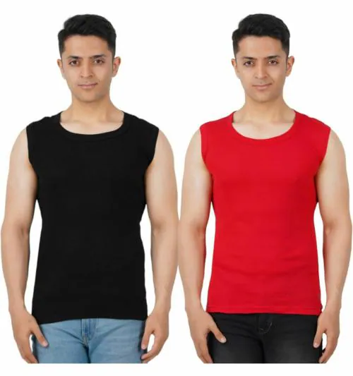 Metro Stitch Men Multicolor Solid Pack Of 2 Vest (XXL)