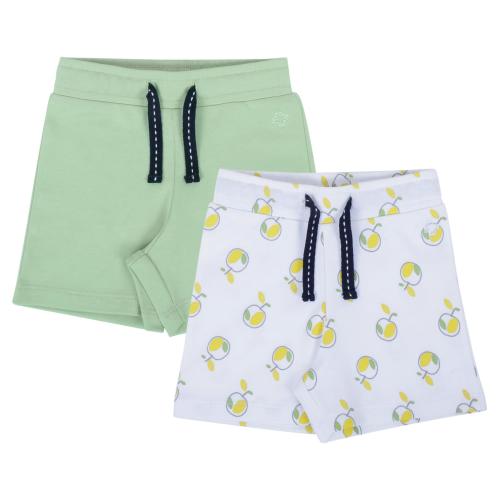My Milestones Shorts - White Apples/Sage Green- 2 Pc Pack