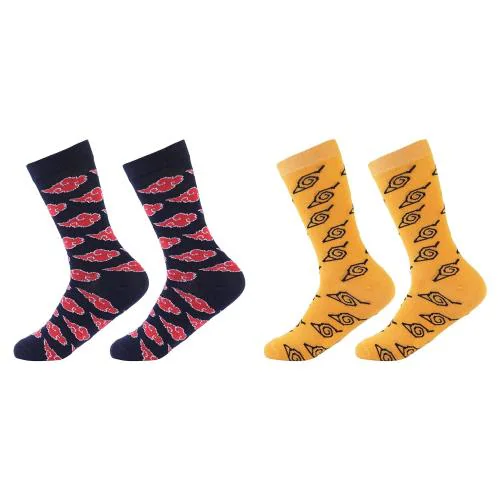 MOZEY Multicolor Self Design Cotton Naruto and Akatsuki Edition Funky Socks (Pack of 2)