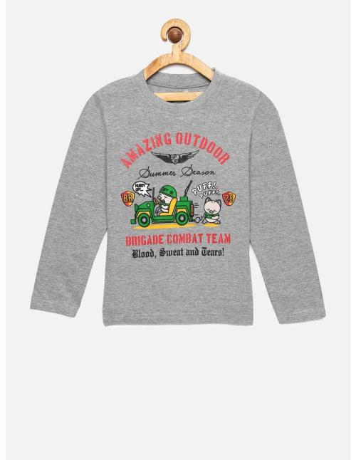 DONGLI Full Sleeve Melange top Boys Casual Pack of 1 Tshirts