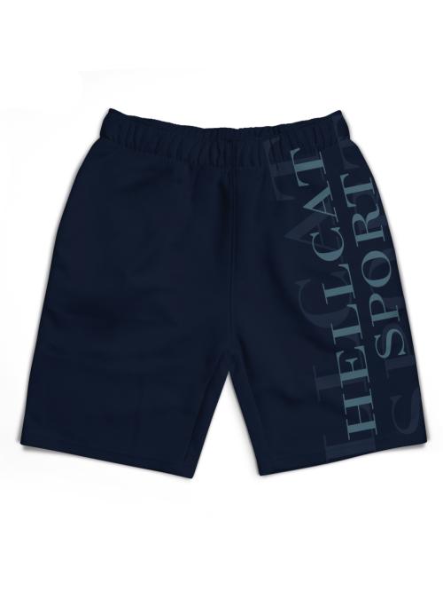HELLCAT Navy Blue Trendy Typographic With Branding Printed Shorts for Girls