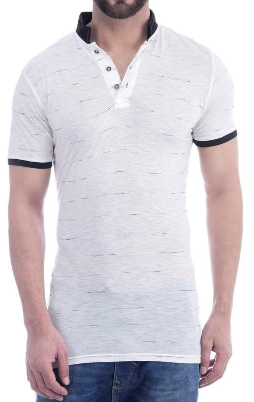 9ZEUS Half Sleeve/Short Sleeves Slim Fit/V Shape White T-Shirt for Men