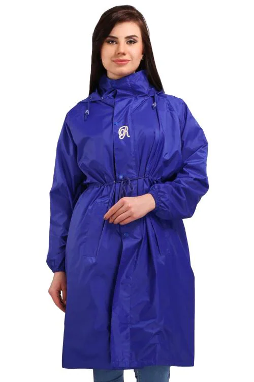 Real Scooty Coat Zipper & Snap Reversible Long Raincoat | Full Length for Women | Heavy Waterproof Rainwear | Portable Rain Suit (XXL, RoyalBlue)