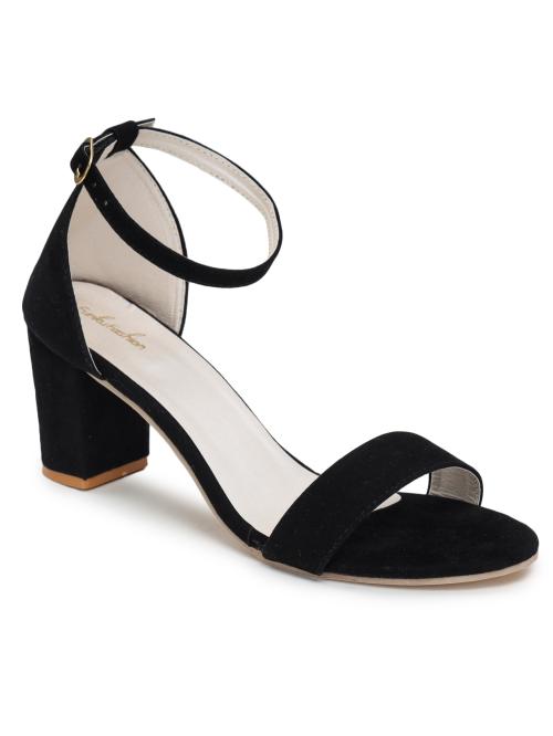 Funku Fashion Women Black Suede Block Heels