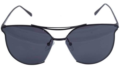 Soigne Unisex Oversized Sunglasses. Black Color Metal Frame. UV Protected Black Color Flat Lens. Size-OVERSIZE.