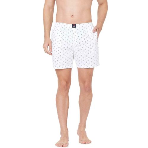 Underjeans by Spykar White Cotton Boxer Shorts For Mens