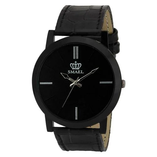 SMAEL Slim Series Black Dial IPS Black Slim Analog Black Dial With Black Strap For Men-(CSM39)