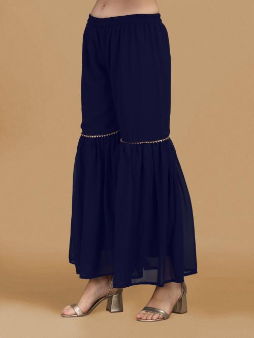 Derifa Floral Printed Blue Sleeveless Kurta with Sharara