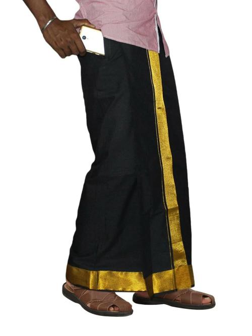 PRAKASAM COTTON Cotton Men Black Dhotis & Mundus