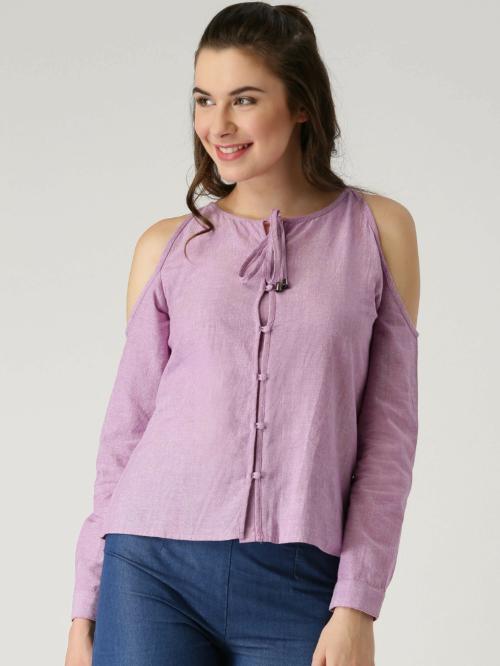 Marie Claire Women Purple Solid Top