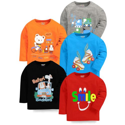 KUCHIPOO Boys Multi Color Printed Cotton Blend Pack of 5 Tshirts | Boys Tshirt | Kids Wear | T shirt for Kids | T shirt for boys | Boys t tshirts