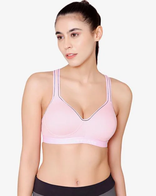 Bodycare cotton spandex wirefree adjustable straps seamless padded sports bra-1615PI