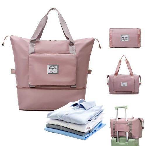 ZURU BUNCH Large Capacity Folding Travel Bag Lightweight Waterproof Foldable Travel Duffel Bag, Expandable Weekender Carry On Overnight Bags, Gym Bag with Dry and Wet Separation (Beige)