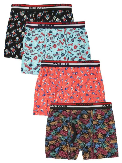 Lux Cozi Boys Multicolor Printed Cotton Pack of 4 Trunk