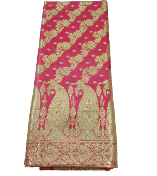 CRAFTONI Fancy New Design Banarasi Pure Silk Zari Look Saree With Blouse Piece For Woman (L.Pink)