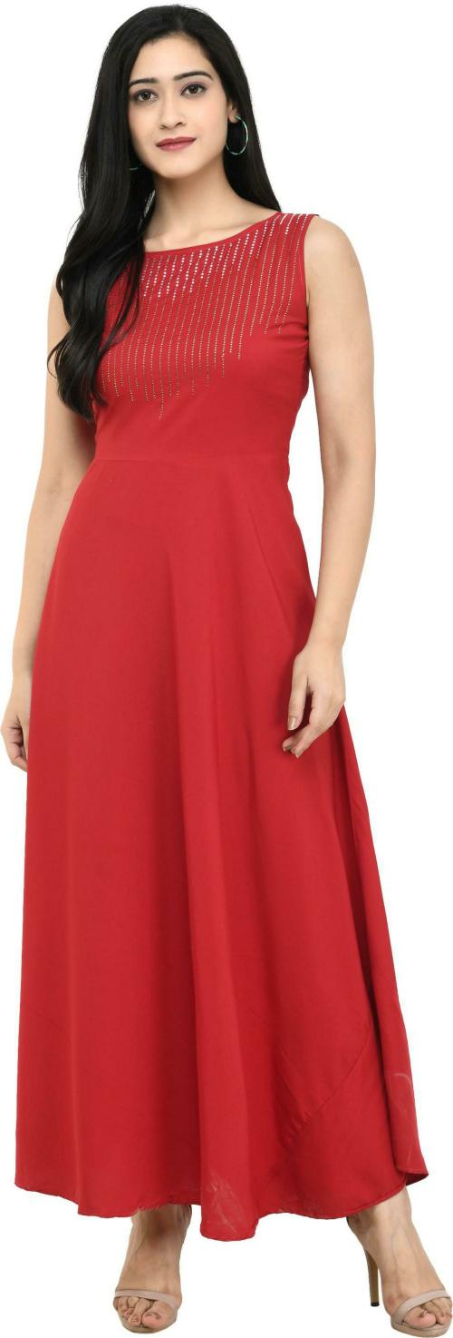 IQRA FASHION Women Maroon Solid A-line Dress