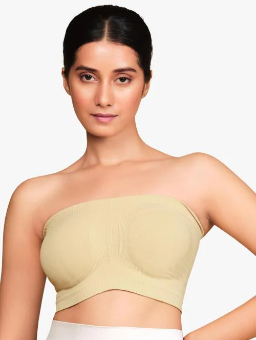 wiliam jones Women Brown Nylon Bandeau Tube Non Padded Bra (Xl)