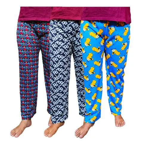 FRANSCART Multicolor Small Size Cotton Women & Girls Lower Track Pant Pyjama Lounge Wear Pack of 3