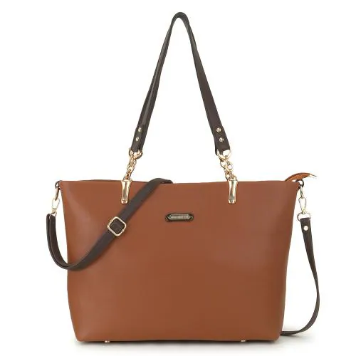 Clementine Latest Tote Bag For Women's and Girls | Ladies Purse Handbag With Adjustable Long Strap |Tan|