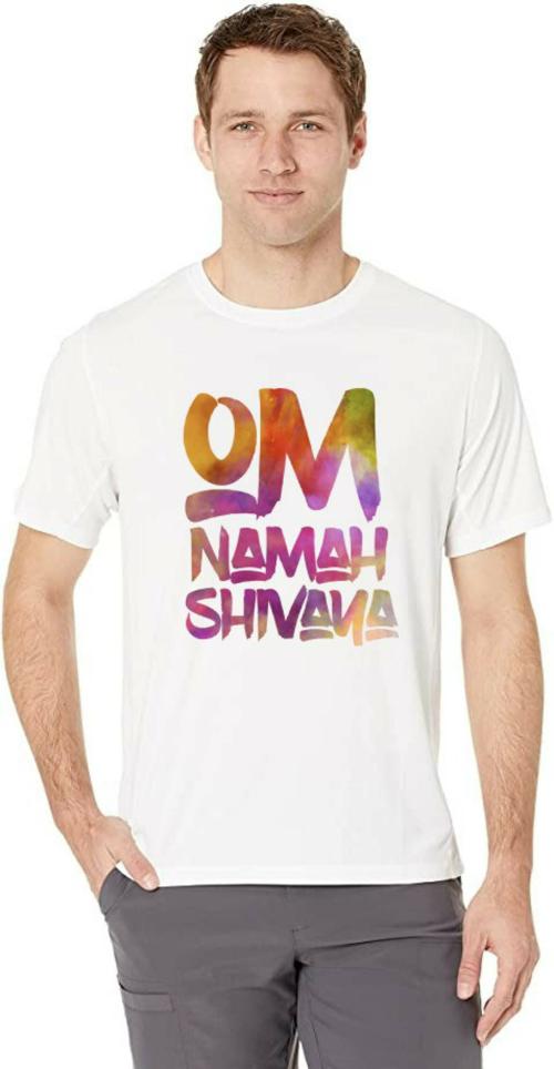 Estaban Men White Colour Om Namah Shivay Printed Polyester T-Shirt (M)