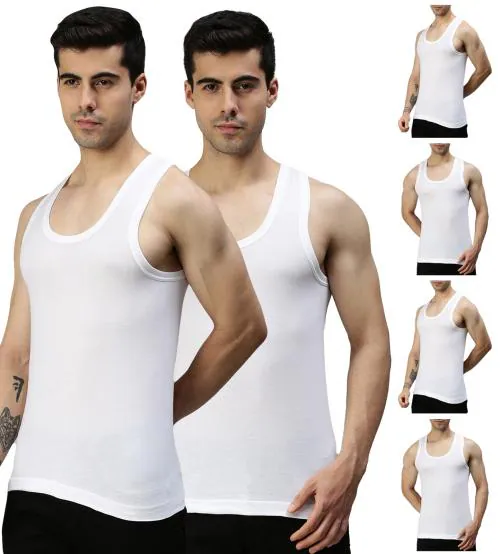LUX Cozi White Mens Pure Cotton Vest Pack of 6