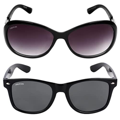 Creature Unisex Wayfarer & Oversized Sunglasses Combo|(SUN-001-GAGA-007)|