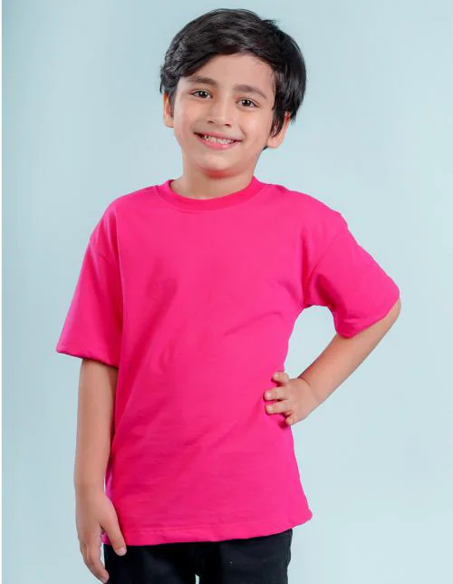 Nusyl Boys Solid Hot Pink Oversized T-shirt