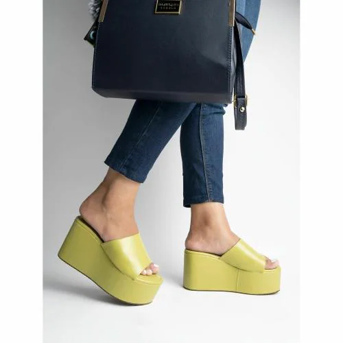 Shoetopia Fashionable Solid Green Platform Heels For Women & Heels