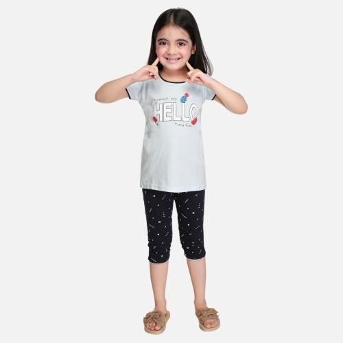 Coolio Girl's Multicolor Printed Pure Cotton T-Shirt Pant Set|Sets|Girl