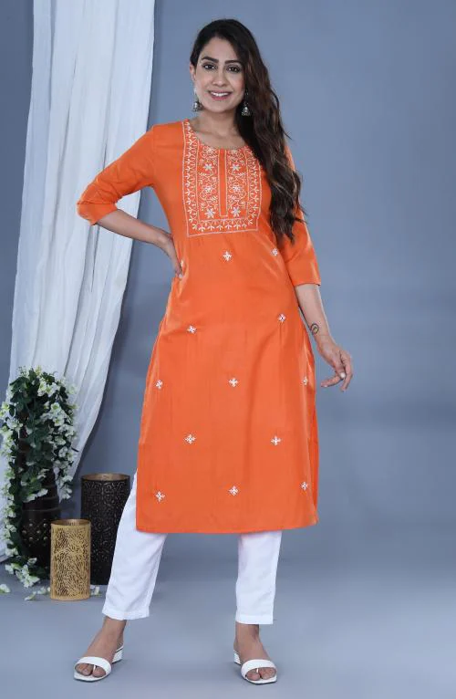 SHIV ALI APPARELS PRESENT SOLID COTTON MATKA ALLOVER EMBROIDERY KURTA