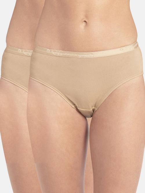 Jockey Style 1523 Women's High Coverage Super Combed Cotton Mid Waist Hipster With Ultrasoft Exposed Waistband and StayFresh Treatment - Core Assorted(Pack of 2)