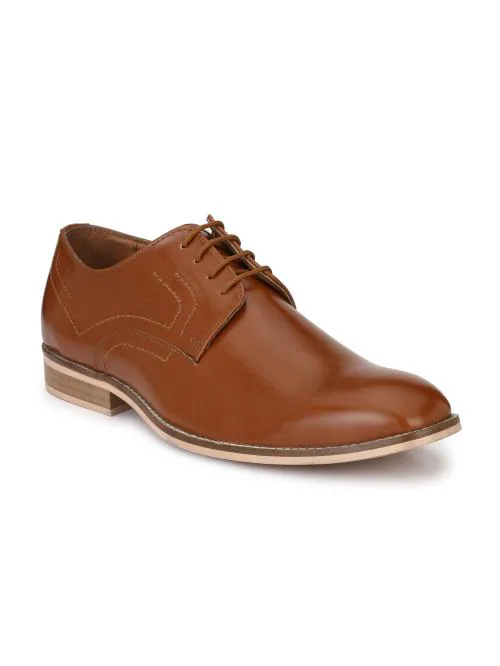 Hirel's Men's Tan Cap Toe Derby Premium Formal Shoes