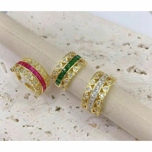 Zivom Emerald Green Love Heart Cubic Zirconia 18K Gold Open Back Ring for Women