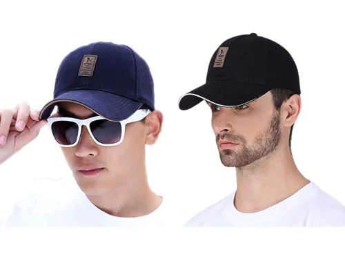 CLASSYMESSI EDIKO Cap Combo Pack of 2 Cotton Cap for Men's and Women's BLACK BLUE