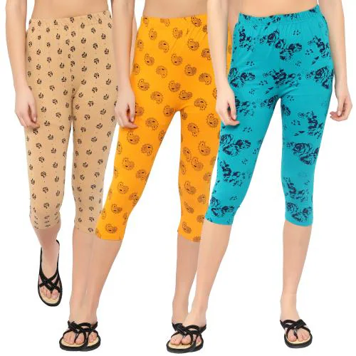 Capri for Women | Printed Capri for Girls | 3/4th Pants for Women | Cotton Lycra Capri Women | 3/4 Leggings for Women | Three Fourth Pants for Women